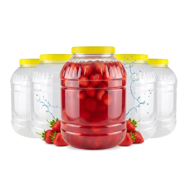 5x Pojemnik SŁOIK 5l Plastikowy WIELOFUNCYJNY Słoiki Na Nalewki Żywność