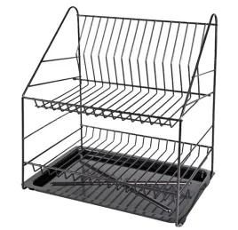 suszarka-do-naczyn-dwupoziomowa-z-tacka-czarna-35-cm