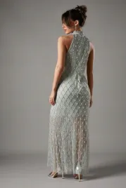 zielona-sukienka-maxi-ozdobne-koraliki-sateczka-prosta