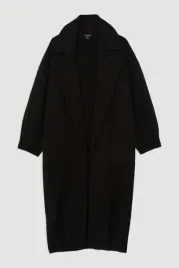 karen-millen-sweter-damski-czarny-klasyczny-do-polowy-lydki-rozmiar-m