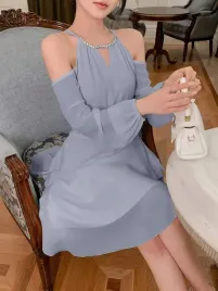 szara-sukienka-szyfonowa-dlugi-rekaw-ozdobny-dekolt-dzety-shein-s