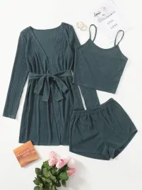 zielony-komplet-crop-top-spodenki-narzutka-z-paskiem-prazkowany-shein-s