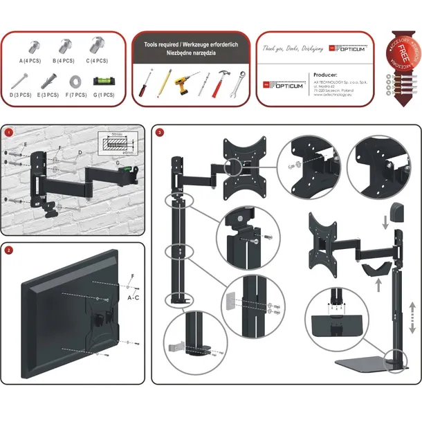 uchwyt-na-telewizor-red-eagle-flexi-duo-combo-waga-z-opakowaniem-3-kg-standard-vesa-75-x-75