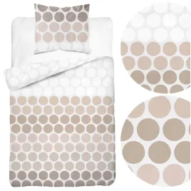 posciel-satynowa-140x200-bezowe-groszki-na-bieli-minimalistyczny-wzor