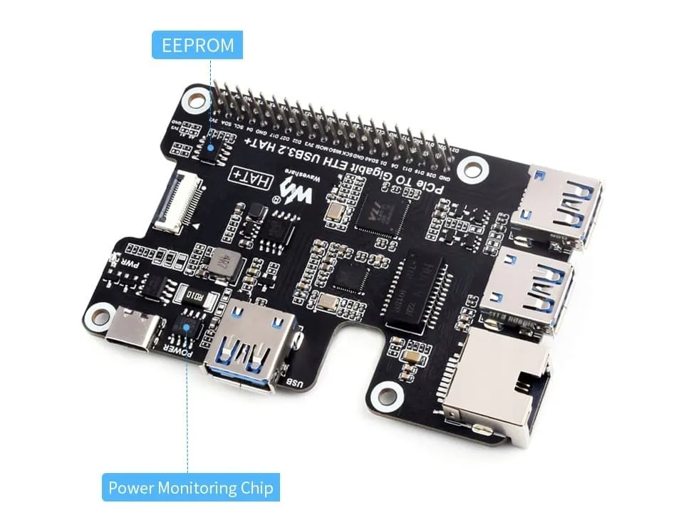 pcie-do-gigabit-ethernet-usb-3-2-3xusb-ethernet-hat-dla-raspberry-pi-5