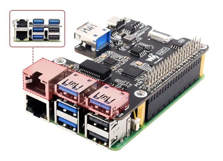 pcie-do-gigabit-ethernet-usb-3-2-3xusb-ethernet-hat-dla-raspberry-pi-5-rodzaj-modul-rozszerzajacy-kod-producenta-waveshare-27541