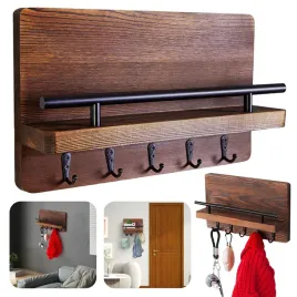 drewniany-regal-scienny-z-5-haczykami-wiszacy-regal-polka-scienna-do-salonu