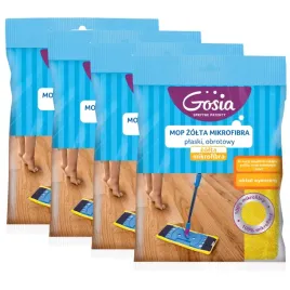 gosia-mop-plaski-obrotowy-zolta-mikrofibra-zapas-zestaw-4-sztuk