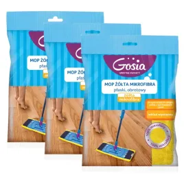 gosia-mop-plaski-obrotowy-zolta-mikrofibra-zapas-zestaw-3-sztuk