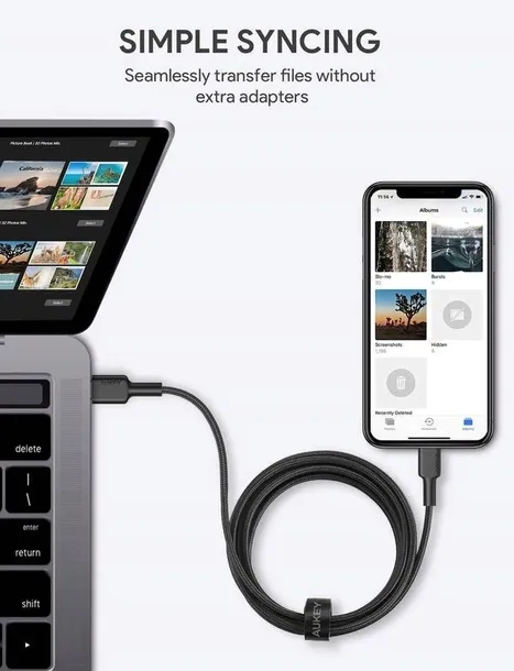 cb-cl03-kabel-lightning-usb-c-2m-mfi-apple-usb-pd-nylonowy-oplot-czarny-dolaczony-adapter-tak