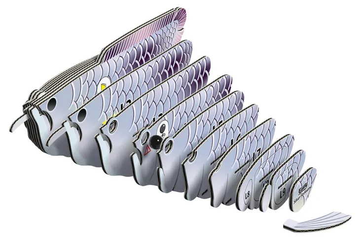 ryba-arowana-srebrna-ukladanka-3d-eugy-marka-eugy