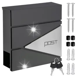 skrzynka-pocztowa-na-listy-ogrodzenie-antracyt-stal-nierdzewna-duza-37x37cm