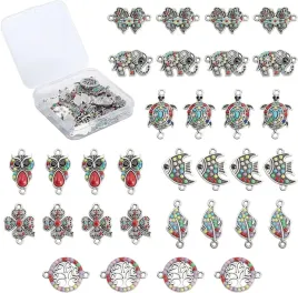sunnyclue-32-szt-antyczne-srebrne-konektory-zwierzeta-do-bizuterii-diy