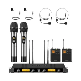tonor-4-kanalowy-zestaw-uhf-2-x-mikrofon-reczny-2-x-mikrofon-na-glowe