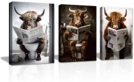 3x-obraz-krowa-highland-w-lazience-gazeta-40x60-ramka-smieszne-zwierzeta-wc