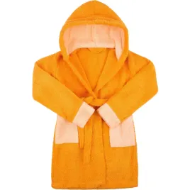 szlafrok-dzieciecy-bawelniany-frotte-kaptur-kieszenie-pomaranczowy-110-116