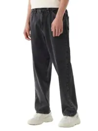 ciemnoszare-spodnie-sprany-jeans-bawelniane-prosty-kroj-kieszenie-32-32