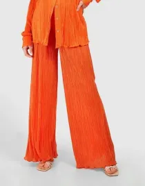 pomaranczowe-ciazowe-dlugie-plisowane-spodnie-szerokie