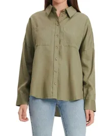 zielona-klasyczna-luzna-dlugi-rekaw-kieszenie-guziki-kolnierzyk