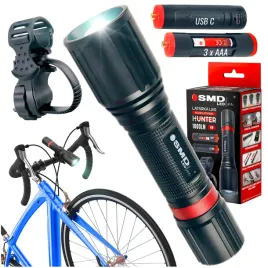 latarka-led-mocna-lampka-rowerowa-powerbank-uchwyt-do-roweru-akumulator