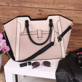 jasnorozowa-torebka-z-czarnym-paskiem-ekoskora