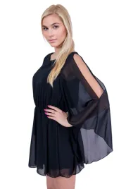 john-zack-czarna-sukienka-mini-zwiewne-rekawy-s