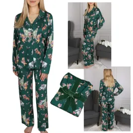 disney-damska-zielona-pizama-z-dlugim-rekawem-szerokie-nogawki-guziki-xxs