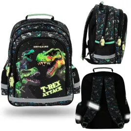 tornister-czarny-usztywniany-plecak-szkolny-trzykomorowy-odblaski-dinozaury