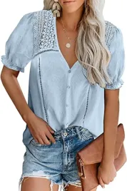 bluzka-damska-niebieska-z-koronka-krotki-rekaw-xl