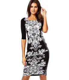 john-zack-czarno-biala-sukienka-midi-l