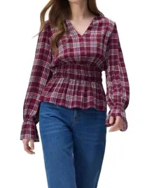 bordowa-bluzka-wiskozowa-w-kremowo-niebieska-krate-dlugi-rekaw