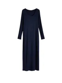 komplet-granatowa-gladka-prosta-sukienka-maxi-z-dlugim-rekawem-body