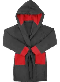 szlafrok-dzieciecy-bawelniany-frotte-kaptur-kieszenie-grafitowy-134-140