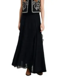 klasyczna-czarna-rozkloszowana-gladka-spodnica-maxi-falbanki-s