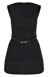 czarna-klasyczna-mini-sukienka-bez-rekawow-pasek