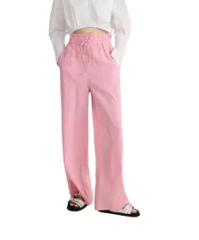 rozowe-proste-szerokie-dlugie-spodnie-gumka-w-pasie-zasuwane-m