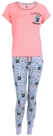 damska-szaro-pomaranczowa-pizama-dlugie-spodnie-panda-xl