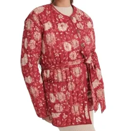 rozowa-pikowana-bawelniana-kurtka-kieszenie-pasek-print-kwiaty