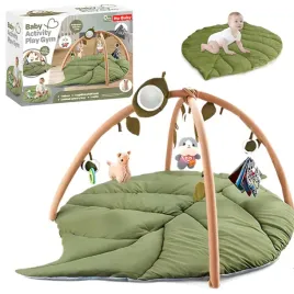 mata-edukacyjna-dla-niemowlat-sensoryczna-lisc-z-palakami-i-grzechotkami