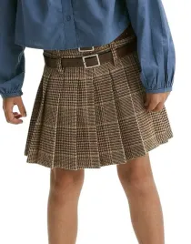 brazowo-bezowa-pilsowana-spodnica-z-paskiem-klasyczna