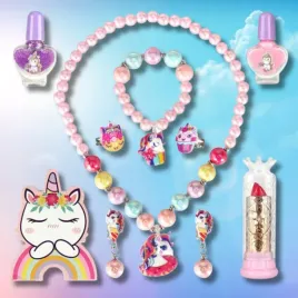 zestaw-bizuteri-dla-dzieci-jednorozec-bransoletka-naszyjnik-plecak-szminka