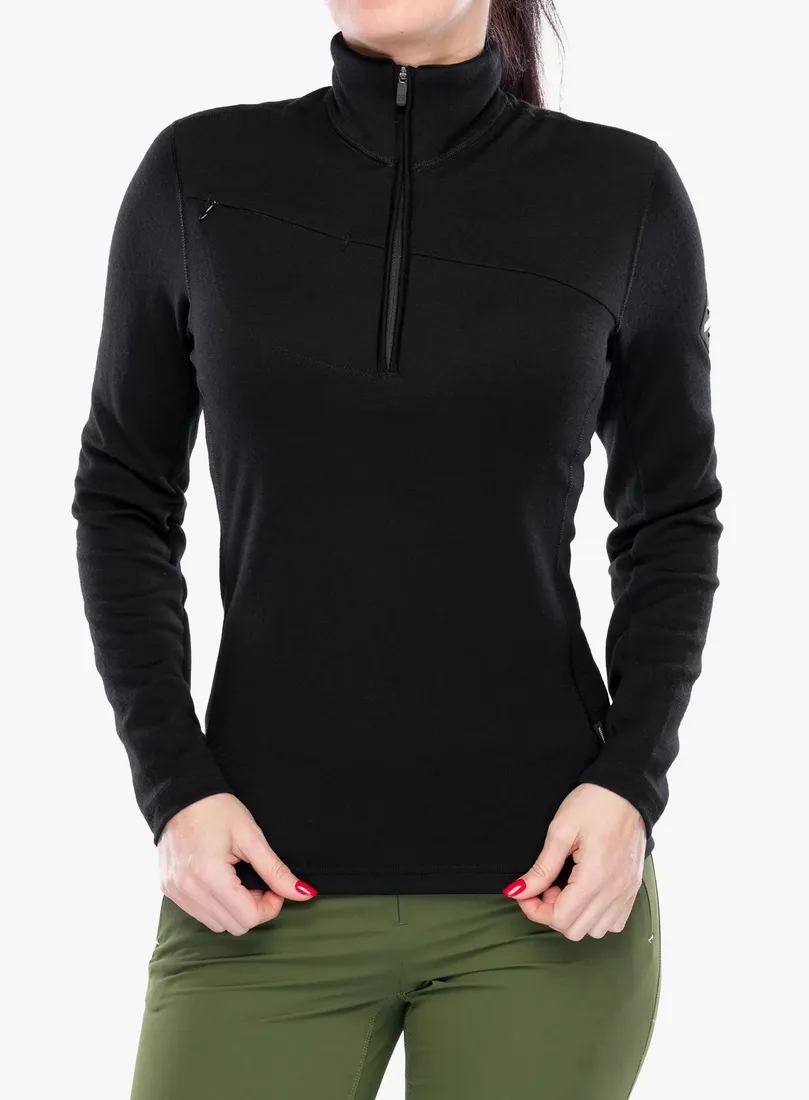 sensor-bluza-merino-upper-zip-damska-czarny-m