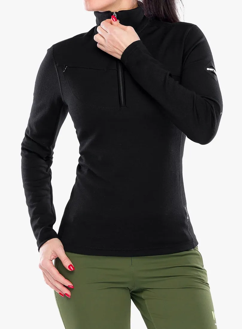 sensor-bluza-merino-upper-zip-damska-czarny-m