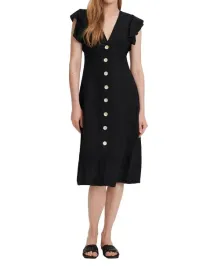 czarna-trapezowa-sukienka-midi-na-guziki-lniana-klasyczna-falbanki