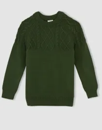 zielony-sweter-z-dlugim-rekawem-klasyczny-wzor-splot-defacto-146