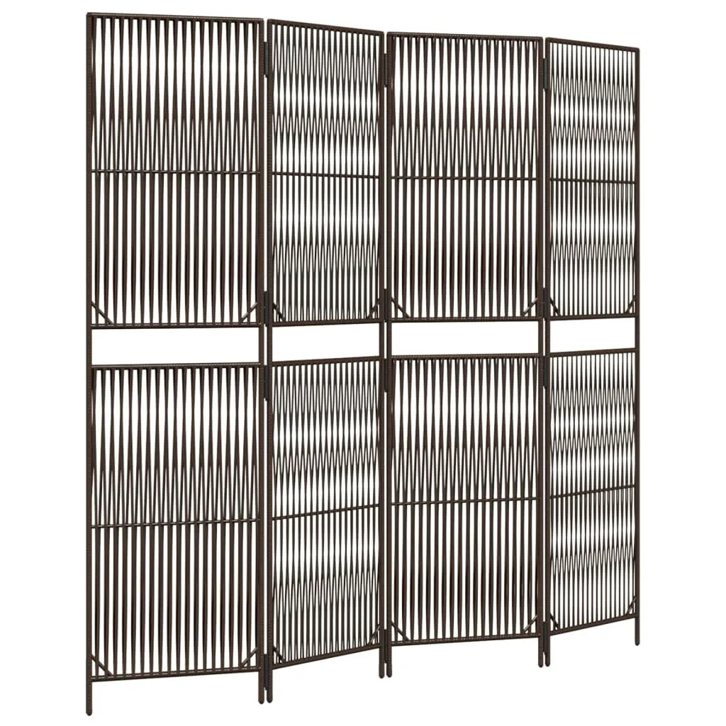 parawan-4-panelowy-brazowy-polirattan