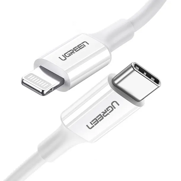kabel-ugreen-usb-typ-c-apple-lightning-025-m-bialy-dlugosc-przewodu-0-25-m