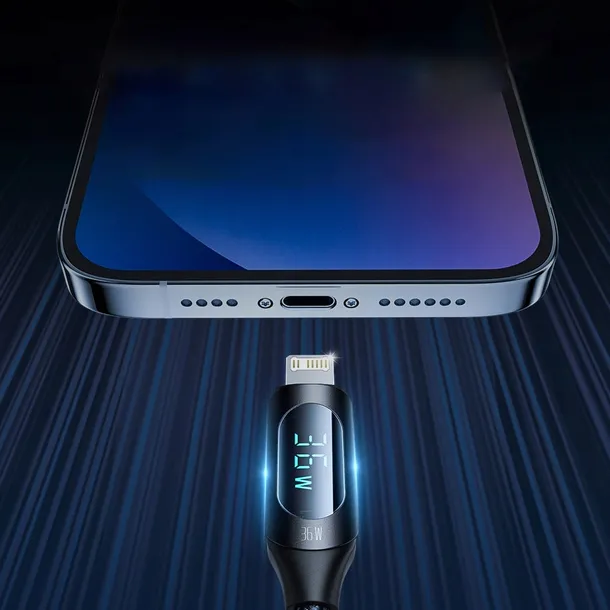 kabel-przewod-do-iphone-usb-c-lightning-z-wyswietlaczem-led-36w-2m-czarny-konstrukcja-oplot