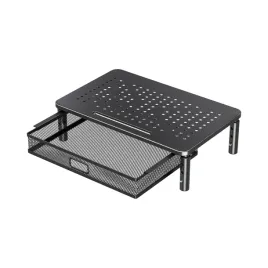 podstawka-pod-monitor-regulowana-z-szuflada-metalowa-czarna
