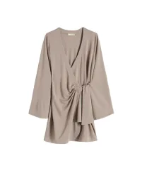 bezowa-sukienka-kopertowa-z-dlugim-rekawem-marszczenie-wiazanie-mini